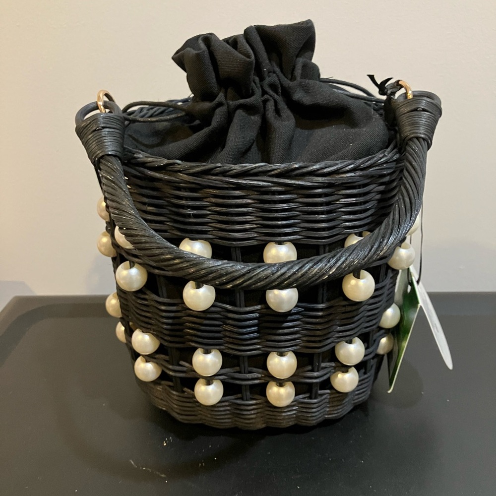 NWT kate spade new york x Target Pearl Embellished Basket Bucket Bag Black